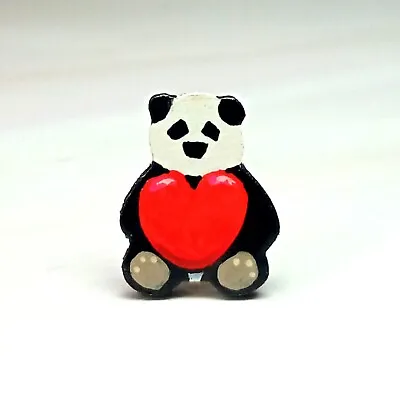 Tiny Love Heart Pin Handmade Cute Panda Bear Badge I Love You Gift For Her Him • $8.96