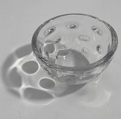 MSM Orrefors Ingeborg Lundin Crystal Bowl Dimples W Etched Circle  Signed #'d • $79.90