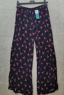 £9.99 • Buy Marks And Spencer Trousers Womens Size 10 Black With Bird Design Beachwear 