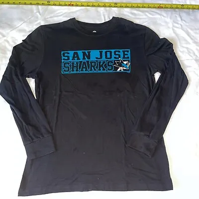 San Jose Sharks Shirt Adult Large Long Sleeve NHL Hockey Crewneck Teal Black • $16.99