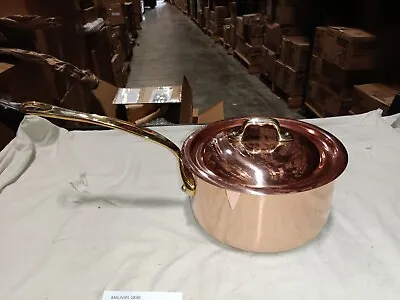 Mauviel M'150B 1.5mm Copper Sauce Pan With Lid & Brass Handles 1.9-Qt • $169.11