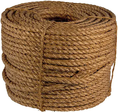 Twisted Manila Rope I 3 Strand Natural Fiber Rope I 1/4 Inch X 600 Feet I Multip • $62.19