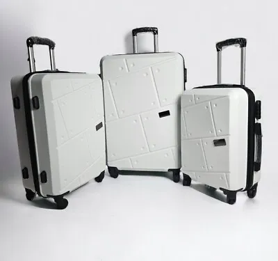 3pcs Suitcase Set ABS Cabin Hard Shell Travel Luggage Trolley 4 Wheels Light A22 • £69.99