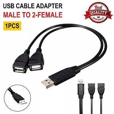 USB Double Extension 1 Male To 2 Female Jack Y Cable Cord Power Adapter Splitter • $7.99