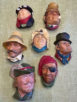 Vintage Bossons England Chalkware Heads 1950s - 1960s (LOT OF 7) • $40