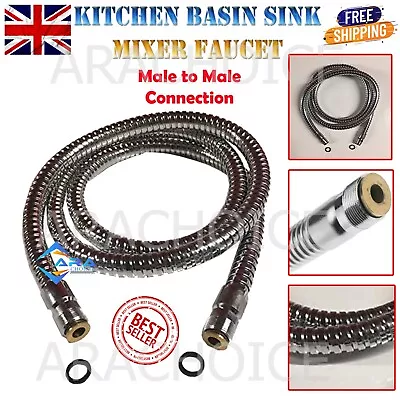 Kitchen Basin Sink Mixer Faucet Tap Replacement Pull Out Spray Shower Hose Male • £10.95