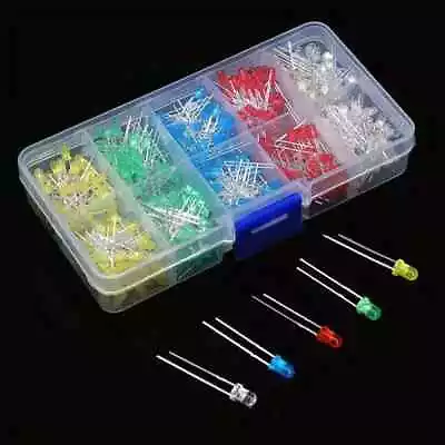 100Pc 3mm LED Diodes Kit 3mm LED Diode Kit White Green Red Blue Yellow • $5.99