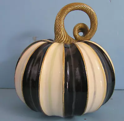 MacKenzie-Childs Elegant Black & White Striped Pumpkin Medium RETIRED (D) • $59.99