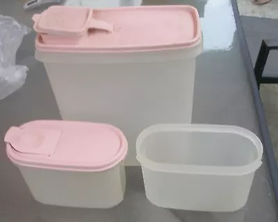 Vintage Tupperware Cereal Keeper 13 Cup Classic Sheer With Two 4 Cup Containers • $15