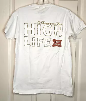 Miller High Life T-shirt Mens Vintage White Red  The Champagne Of Beers  Men’s S • $14