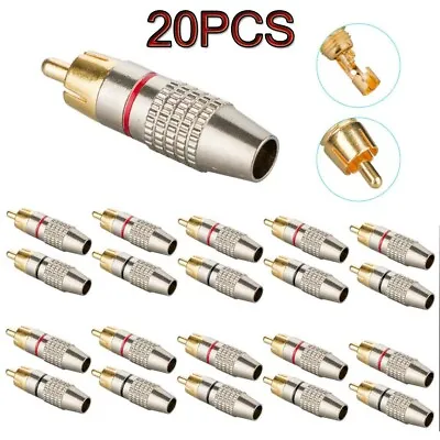 10 Pair RCA Male Plug Solder Free Gold Audio Video Adapter Phono Cable Connector • $11.59