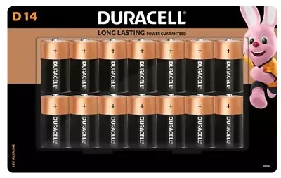 Duracell Coppertop Alkaline D Batteries 14pc • $36.99