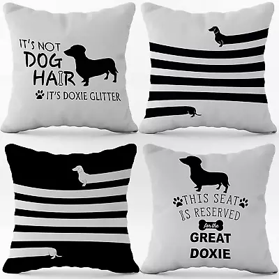 (RB) Dachshund Flannel Throw Pillow Case 18 X 18 Inch Set Of 4 Dog Lover Gifts • $28.58