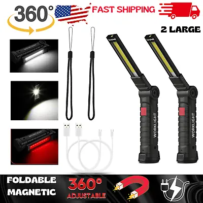 Rechargeable LED COB Work Light Mechanic Flashlight Lamp Magnetic Base Bright • $15.99