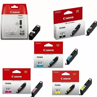 Genuine Canon 5x PGI-550 CLI-551 Ink Cartridge CMYK Set For Pixma MG5550 IP8750 • £53.84