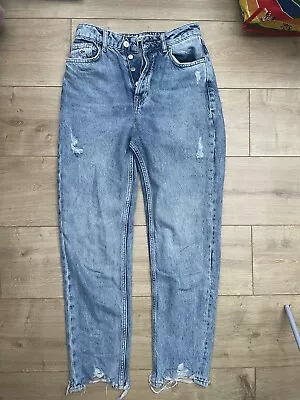 Zara High Waisted Slim Fit Mom Style Jeans Size 34 • £0.99