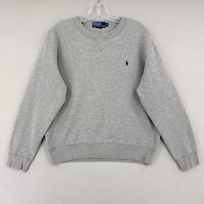 VTG Polo Ralph Lauren Sweatshirt Mens Small Gray Blue Pony Crewneck Long Sleeve • $29.99