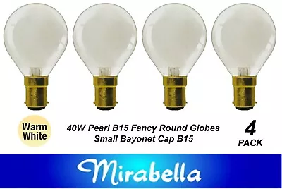 4 X 40W Pearl Fancy Round Light Globes Bulbs Small Bayonet SBC B15 Incandescent • $29