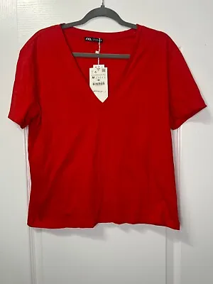 Zara Women's Red And Orange T-shirt Size Medium Brand New With Tags  • $13