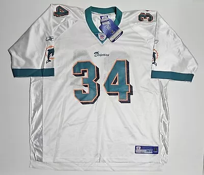 Vintage Reebok NFL Miami Dolphins Ricky Williams 34 Mens Jersey Sz 3XL White New • $95