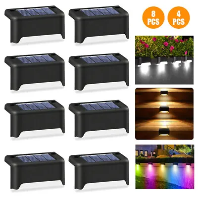 £7.99 • Buy 4X 8X LED Solar Powered Fence Wall Lights Garden Lamp Step Path Decking Outdoor