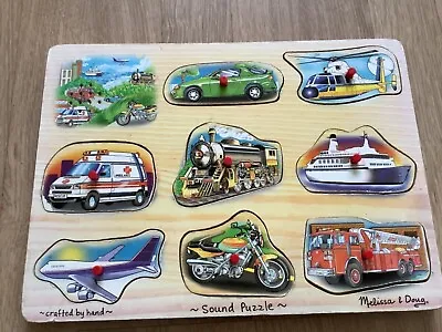 Melissa And Doug Sound Puzzle Vehicle Sounds Transport Noises Wooden Interactive • £3.99