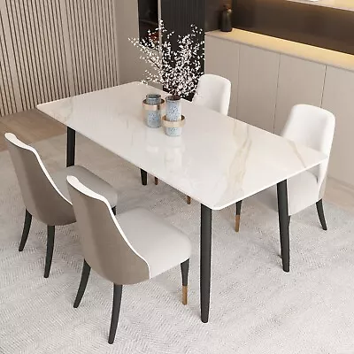 55  Dining Table With Marble Sintered Stone Table Top And Metal Legs • $399.99