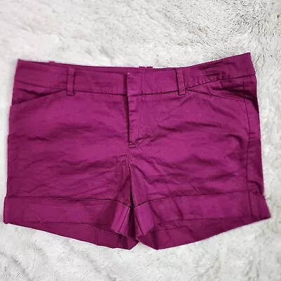 Mossimo Women's Dark Magenta Chino Shorts Khaki Size 6 Stretch Cuffed • $8