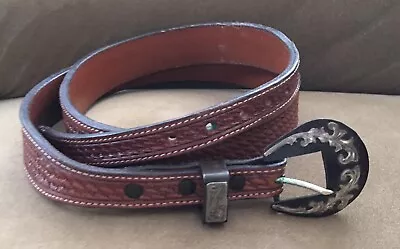 Rare Vintage Genuine Western Ranger Belt Buckle Keeper & Vogt 42” Leather Belt • $119