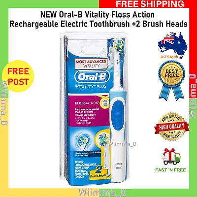 $29.99 • Buy Oral-B Vitality Floss Action Rechargeable Electric Toothbrush +2 Brush Heads NEW