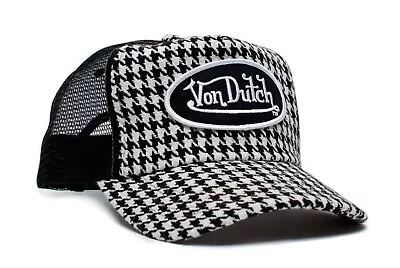 Authentic Vintage Von Dutch Houndstooth/Black Mesh Cap Hat Snapback • $35.95