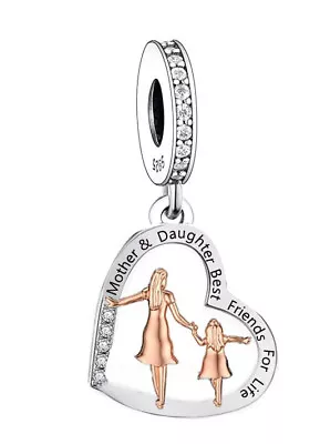 Mother & Daughter Best Friends For Life Heart Charm 💜 925 Sterling Silver Mum • £15.99