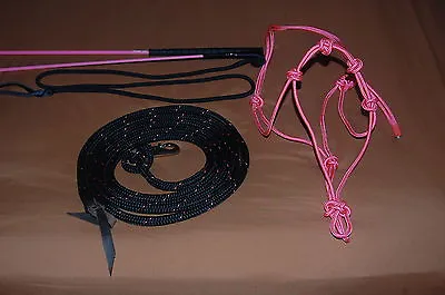 Stiff Halter Black/pink 14' Lead Rope Handy Carrot Stick Fits Parelli Training • $64.99