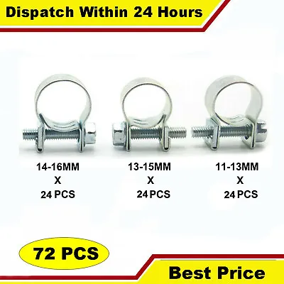 $15.59 • Buy 72PCS 1/4  5/16  3/8  Clamps Clip Pipe Clamp Metal Fuel Injection Gas Line Hose