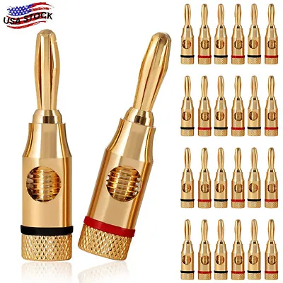 $10.99 • Buy 24Pcs Gold 24K Male Banana Plugs Audio Jack Speaker Wire Cable Screw Connector
