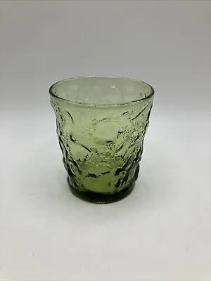 Vintage 6 Oz Green Seneca Driftwood Flat Tumbler Crinkle Glass Morgantown • $14.95