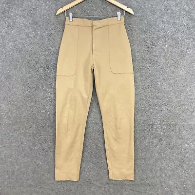 Bassike Pants Womens 0 Beige High Waist Tapered Pockets Cotton Blend 18608 • $63.96