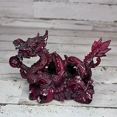 Chinese Dragon 4” Resin Figurine Statue Cinnabar Red  Good Luck  See Details • $4