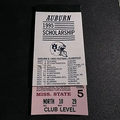 1995 AUBURN SCHOLARSHIP FOOTBALL GAME TICKET BOOK 5 GAME TICKETS  Iron Bowl RARE • $80.99