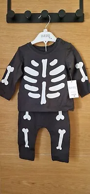 BNWT Baby 2 Piece Halloween Outfit 3-6m Skeleton • £7