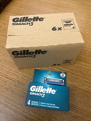 6 Gillette Mach3 Men's Razor Blade 6 Packs Of 4 Each Total 24 Refills. Case • $32.50