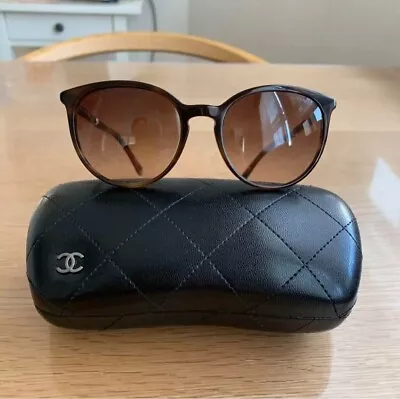 CHANEL Cat Eye Shape Womens Sunglasses Side Pearl Brown With Case • £315.85