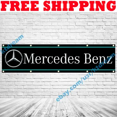 Mercedes Benz Banner Flag 2x8 Ft Car Racing Show Garage Wall Sign Decor 2019 • $17.95