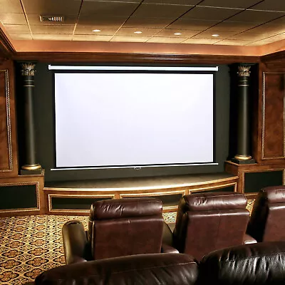 Wall Mounted Ceiling Pull Down Projection Screen 100  Manual Screens Home Cinema • £52.99