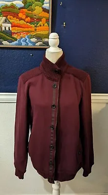 Ted Baker Burgundy Red Knitted Ribbed Zip Cardigan Sweater Sz 4 Large $298 • $84.95