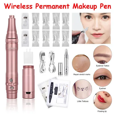 £49.99 • Buy Wireless Permanent Makeup Pen Eyebrows Lips Tattoo Machine & SPMU Needles Kits