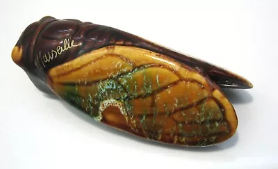 Vintage French Majolica Pottery 'cicada' Insect Wall Pocket Vase • $13