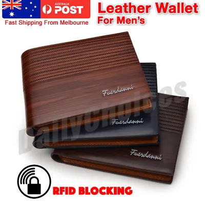 $9.95 • Buy Men’s Brown Leather RFID Blocking Wallet ! AU STOCK! Melbourne !