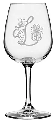 L Daishy Daisy Monogram Etched 12.75oz Stemmed Wine Glass • $24.99