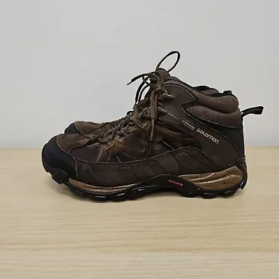 Salomon Mid Size Uk 9 Goretex Waterproof Hiking Contagrip Chunky Brown Boots • £69.99